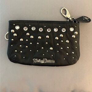 Harley-Davidson Black and Silver/crystal  Studded Wristlet/clutch/crossbody